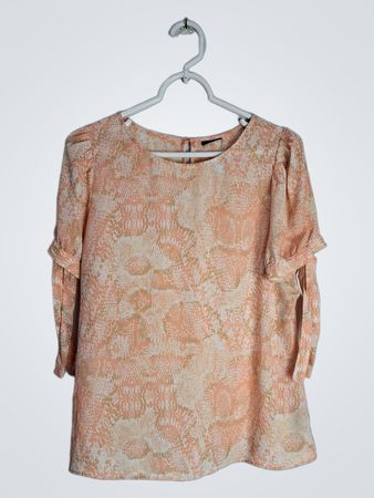 Peach and White Patterned Blouse
