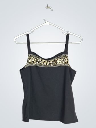 Black Camisole with Embroidered Trim