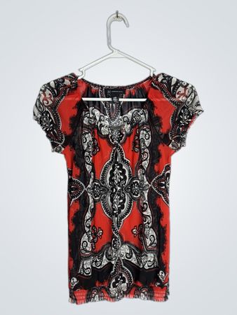 International Concepts Red and Black Paisley Blouse