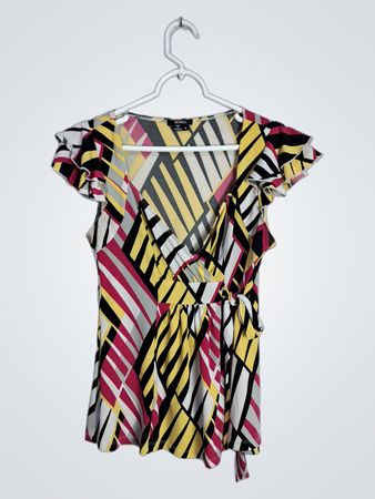 XOXO Geometric Print Wrap Blouse