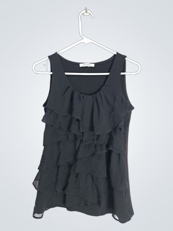 Black Ruffled Tank Top