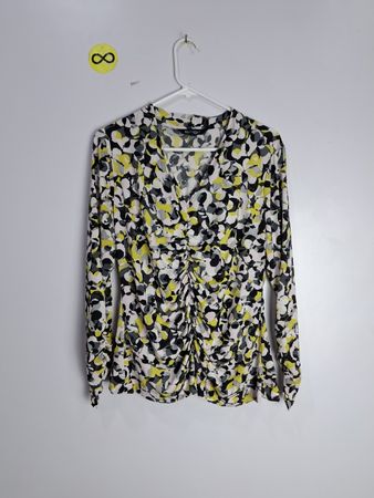 Ellen Tracy Abstract Print Long Sleeve Blouse