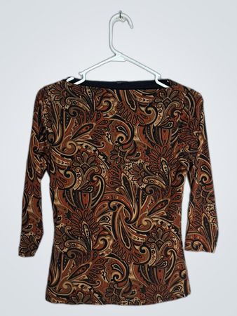 Brown Paisley Long-Sleeve Top