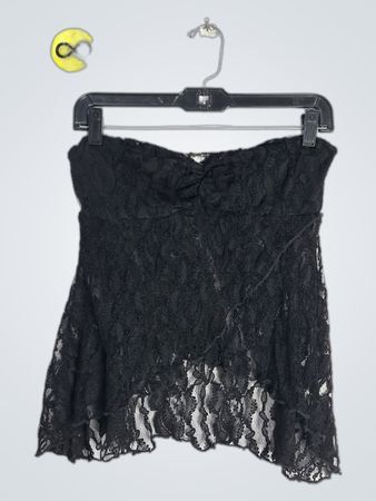 Blue Blush Black Lace Bandeau Top