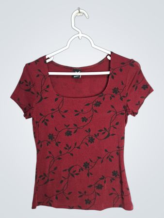 Red Floral Blouse
