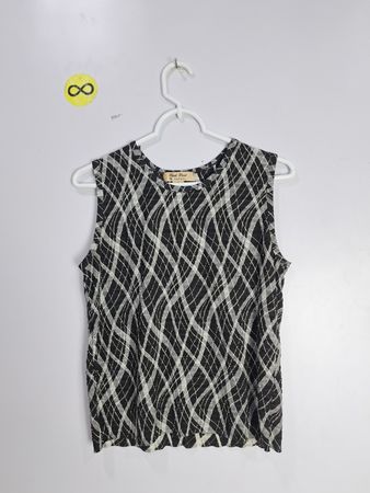 Pleat Pleat by Rafael Black and White Plaid Sleeveless Top