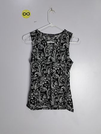 Express Black and White Paisley Sleeveless Top