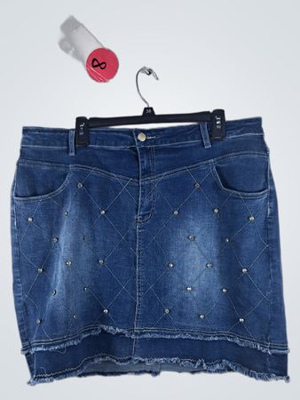 Rhinestone Embellished Denim Mini Skirt