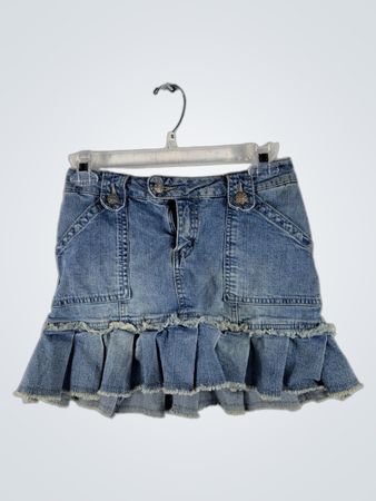 Denim Skirt with Ruffle Hem