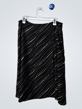 Liz Claiborne Black Dotted Stripe Midi Skirt