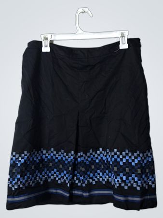 LOFT Black Skirt with Blue Pattern