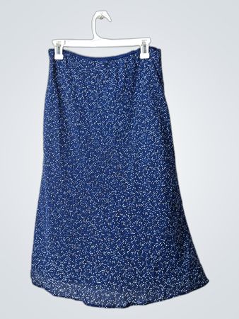 Max Studio Navy Polka Dot Midi Skirt