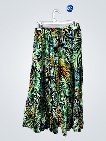 Barlow & Rose Tropical Palm Print Midi Skirt