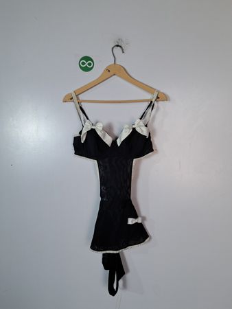 Black and White Bow Accent Dress
