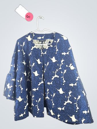 Lane Bryant Blue and White Floral Blouse
