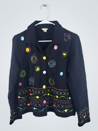 Christopher & Banks Women's Black Embroidered Jacket