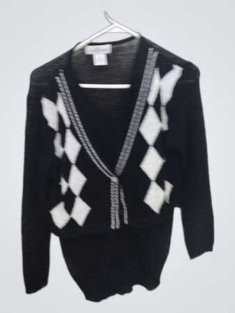Black and White Argyle Sweater Vest