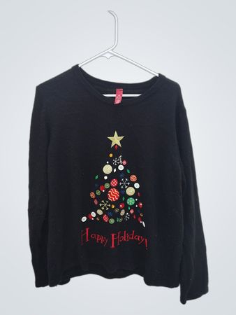 Black Holiday Christmas Tree Sweater XL