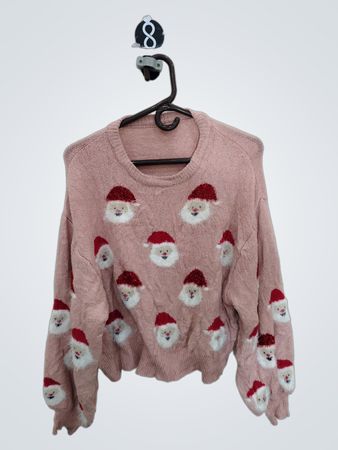 Unbranded Pink Santa Face Knit Sweater