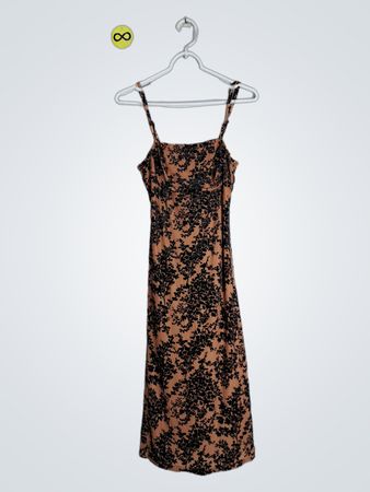 Brown and Black Floral Pattern Dress