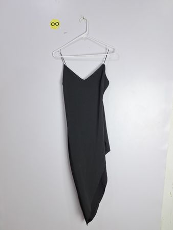 Black Spaghetti Strap Wrap Mini Dress