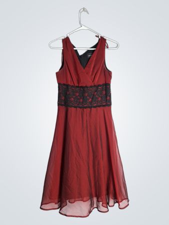 Red Dress with Black Lace Waist