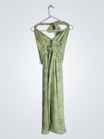 dressbarn Green Printed Halter Midi Dress