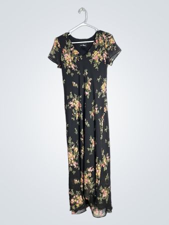 Positive Attitude Black Floral Midi Dress