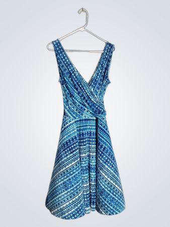 Boston Proper Blue Patterned Dress
