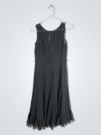 Adrianna Papell Black Pleated Chiffon Dress