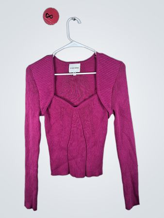Pink Rose Ribbed Long-Sleeve Top