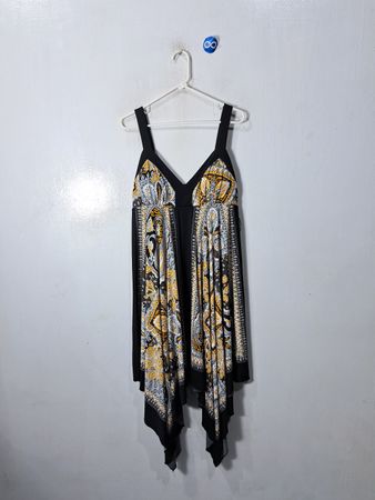 Dressbarn Black Gold Paisley Spaghetti Strap Dress
