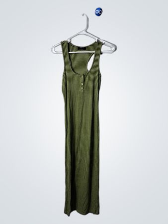 Green Striped Sleeveless Dress