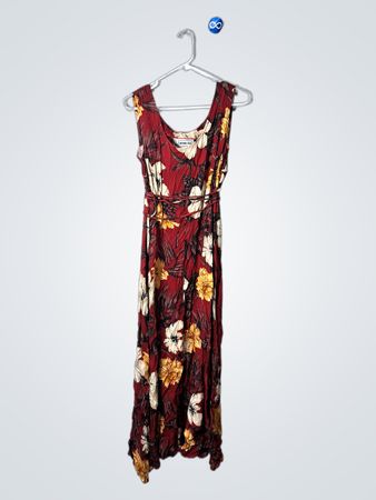 California Krush Red Floral Sleeveless Wrap Dress