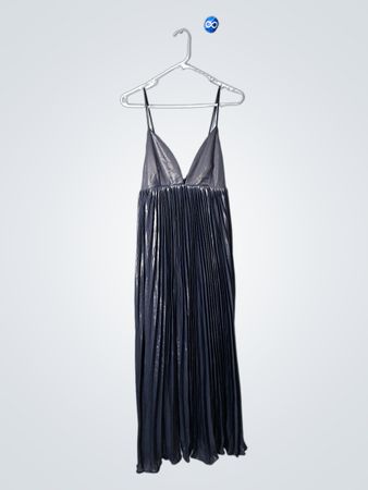 BHLDN Navy Pleated Midi Dress