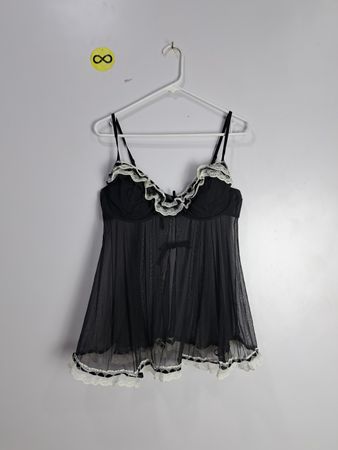 Sexebell Black Mesh Camisole with Lace Trim
