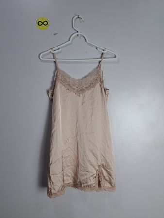 Beige Lace-Trimmed Chemise