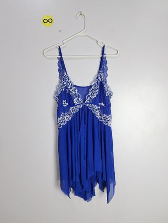 Blue Lace Trim Chemise