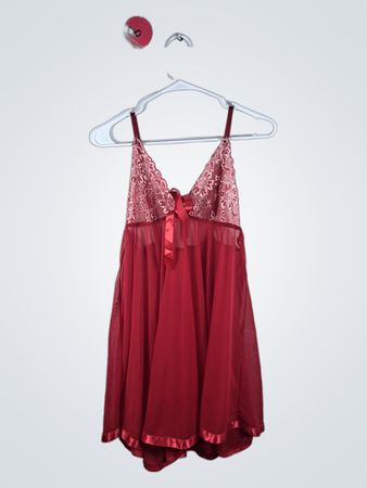 Red Lace-Trimmed Chemise