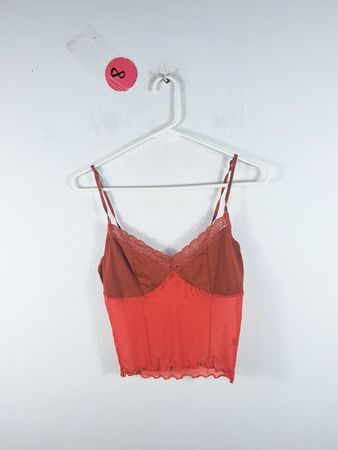 Red Camisole with Lace Trim