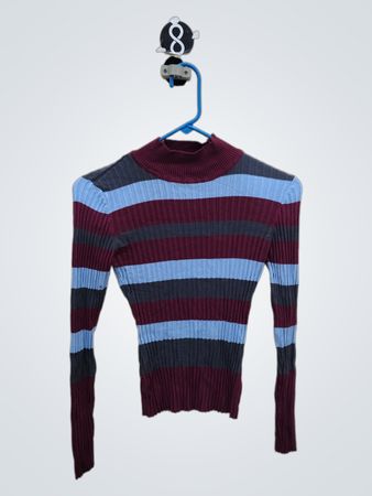 Striped Long-Sleeve Turtleneck Sweater