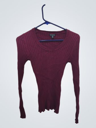 George Maroon Ribbed Long Sleeve Sweater