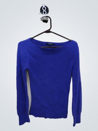 Chadwicks Blue Ribbed Long Sleeve Knit Sweater