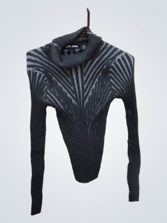 DKNY Jeans Grey Striped Turtleneck Sweater