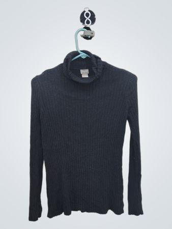 Chico's Charcoal Ribbed Turtleneck Sweater