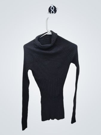 Black Long-Sleeve Turtleneck Sweater