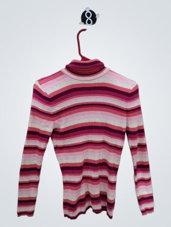 Pink Striped Turtleneck Sweater