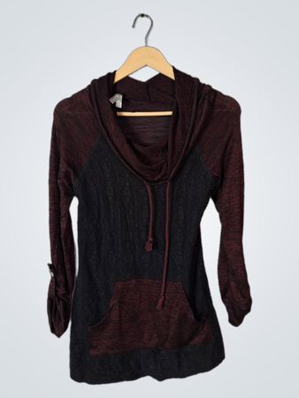 Vanity Brown and Black Hooded Top