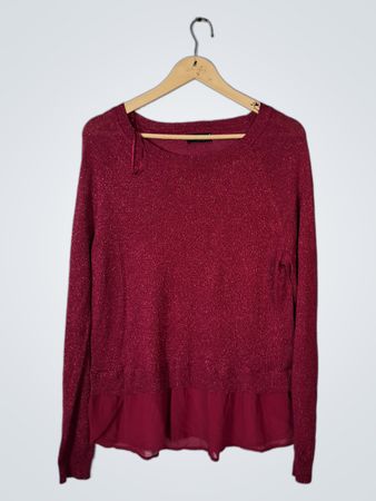 ana Sparkly Red Long Sleeve Top