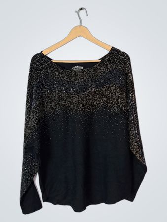Black Long Sleeve Top with Gold Dots